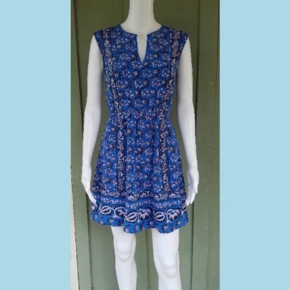 J. CREW Blue Silk Vintage Scarf Dress 0 - Picture 2 of 5